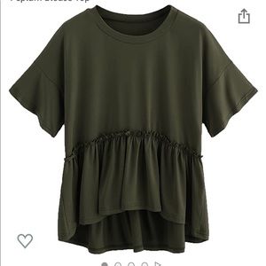 Loose ruffle hem peplum blouse